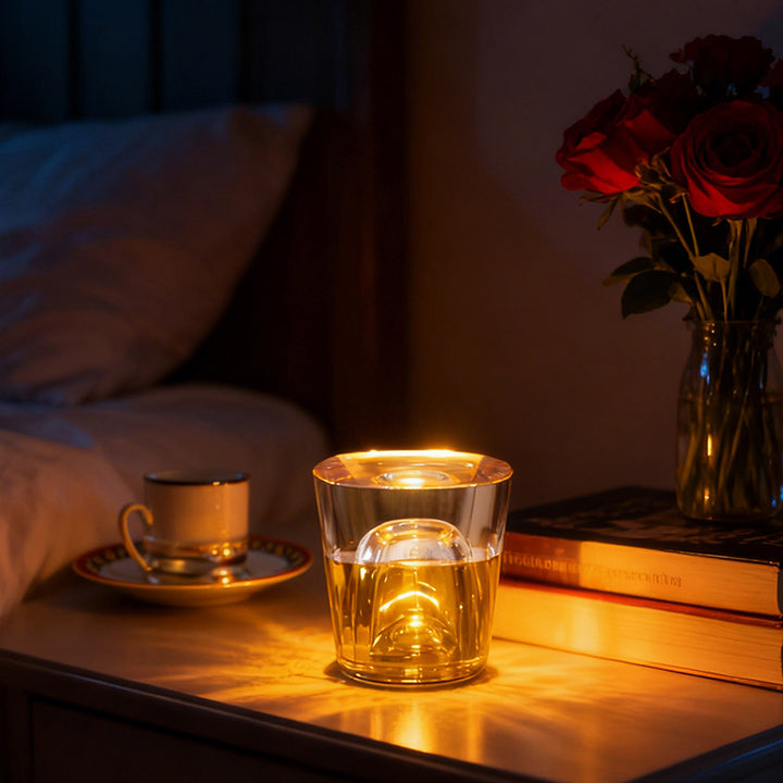 Modern Cup Design Crystal Table Lamp - Cylindrical LED Ambient Light Desk Lamp For Bedroom