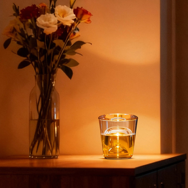 Modern Cup Design Crystal Table Lamp - Cylindrical LED Ambient Light Desk Lamp For Bedroom
