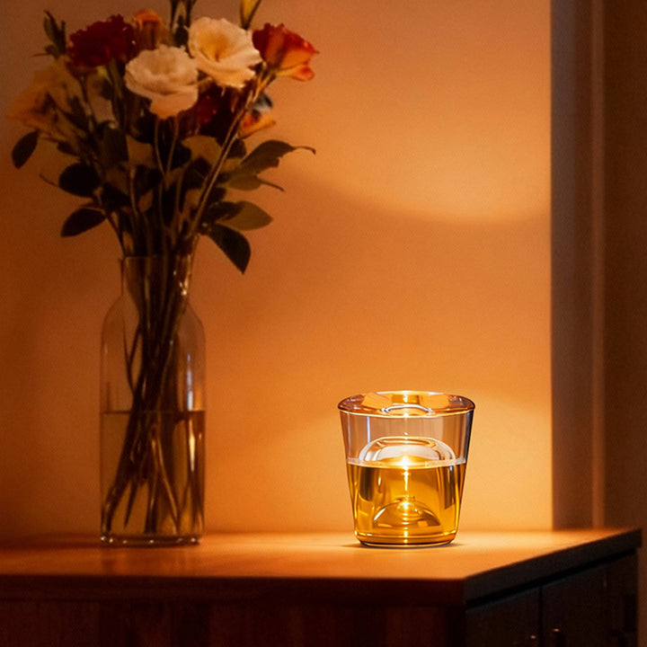 Modern Cup Design Crystal Table Lamp - Cylindrical LED Ambient Light Desk Lamp For Bedroom