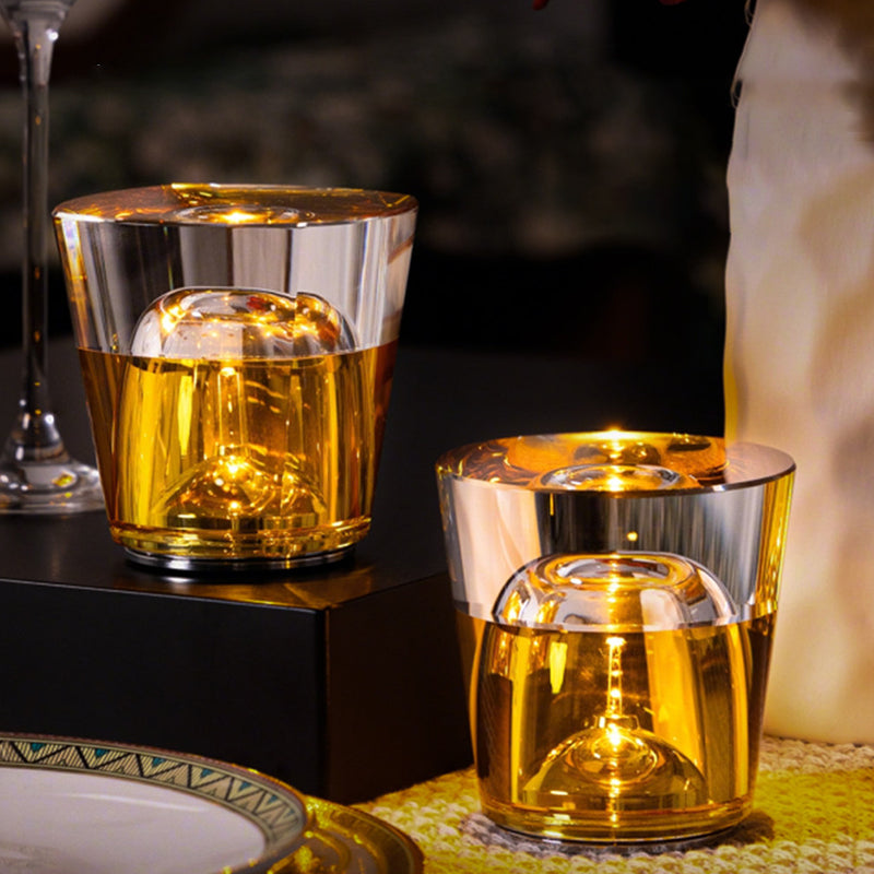 Modern Cup Design Crystal Table Lamp - Cylindrical LED Ambient Light Desk Lamp For Bedroom