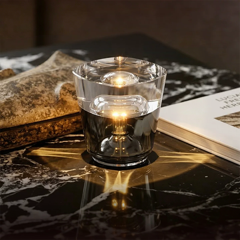 Modern Cup Design Crystal Table Lamp - Cylindrical LED Ambient Light Desk Lamp For Bedroom