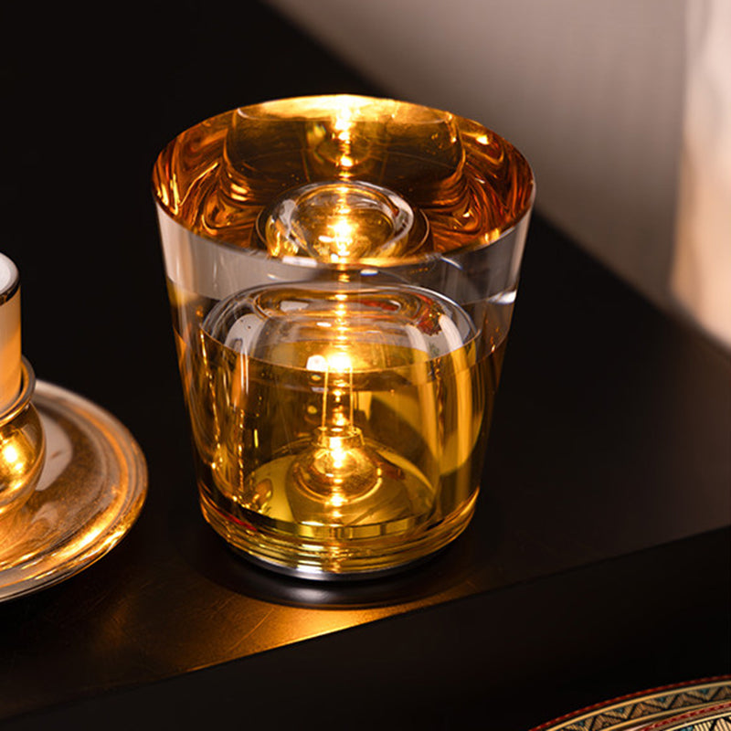 Modern Cup Design Crystal Table Lamp - Cylindrical LED Ambient Light Desk Lamp For Bedroom