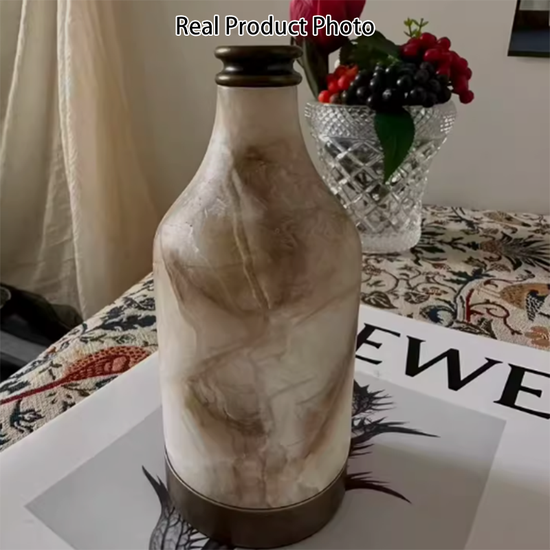 Modern Stepless Dimming Marble Table Lamp - Natural Stone LED Ambient Desk Lamp For Bedroom