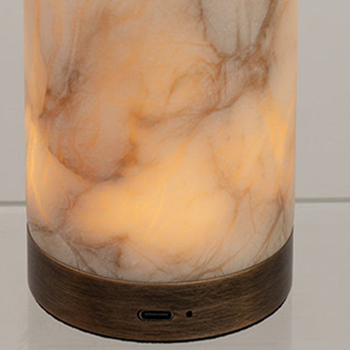 Modern Stepless Dimming Marble Table Lamp - Natural Stone LED Ambient Desk Lamp For Bedroom