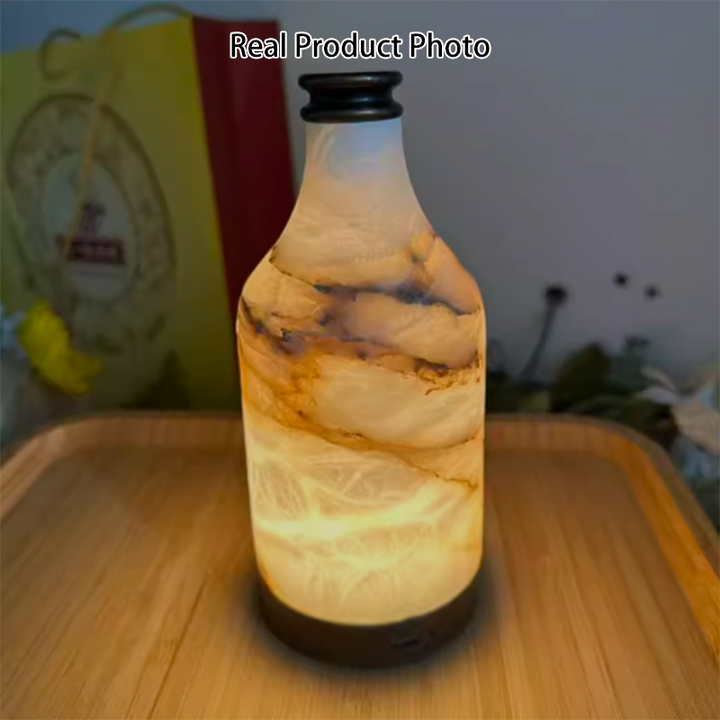 Modern Stepless Dimming Marble Table Lamp - Natural Stone LED Ambient Desk Lamp For Bedroom