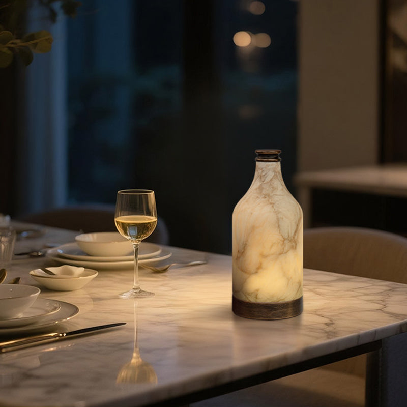 Modern Stepless Dimming Marble Table Lamp - Natural Stone LED Ambient Desk Lamp For Bedroom