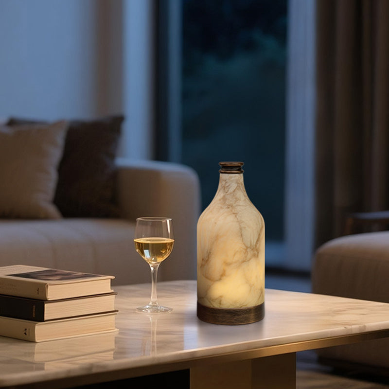 Modern Stepless Dimming Marble Table Lamp - Natural Stone LED Ambient Desk Lamp For Bedroom