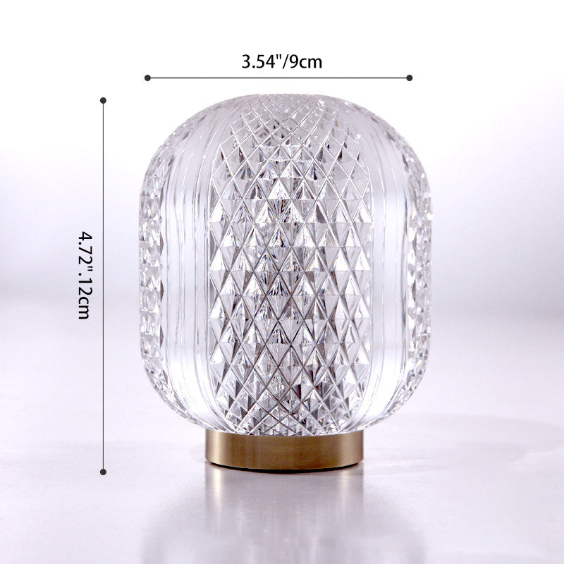 Modern Microphone Shape Stepless Dimming Table Lamp - Diamond Texture Shade LED Bedside Lamp For Bedroom