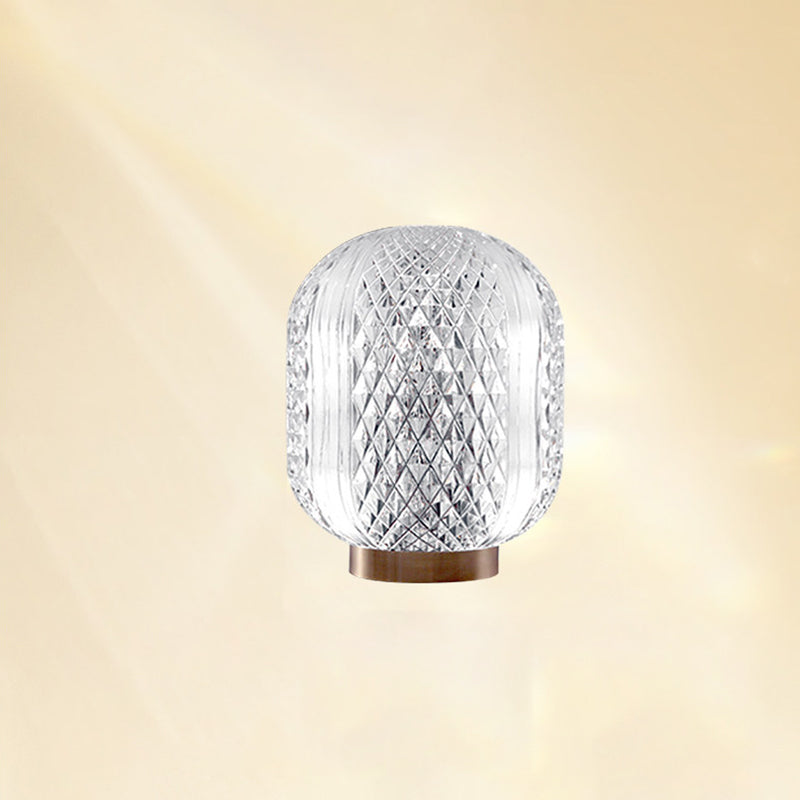 Modern Microphone Shape Stepless Dimming Table Lamp - Diamond Texture Shade LED Bedside Lamp For Bedroom