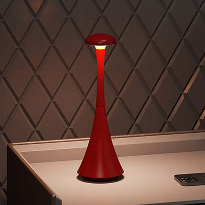 Modern Stepless Dimming Aluminum Table Lamp - Conical Rechargeable LED Ambient Light Desk Lamp For Bedroom