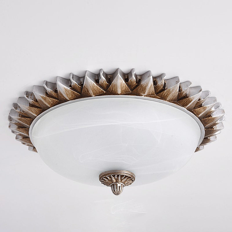 Traditionelle Rustikale Runde Sonnenblumenharz Glas 3-Licht Deckenleuchte Für Wohnzimmer 