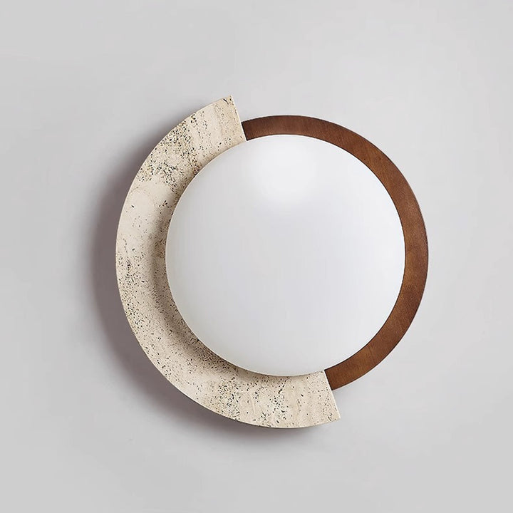 Traditionelle Vintage runde beige Travertin Kunststoff LED Unterputz Deckenleuchte für Wohnzimmer 