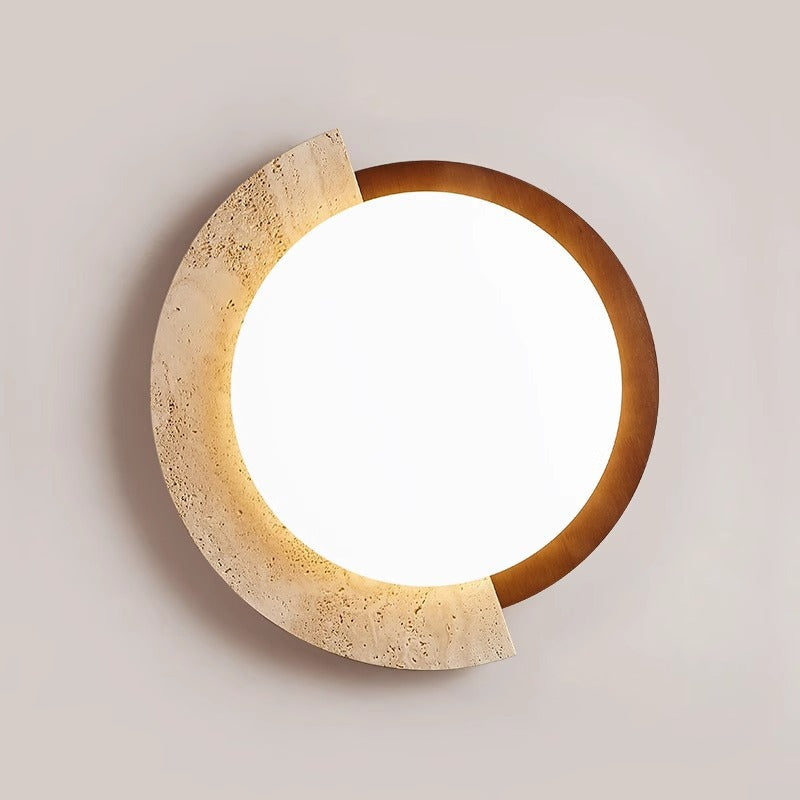 Traditionelle Vintage runde beige Travertin Kunststoff LED Unterputz Deckenleuchte für Wohnzimmer 