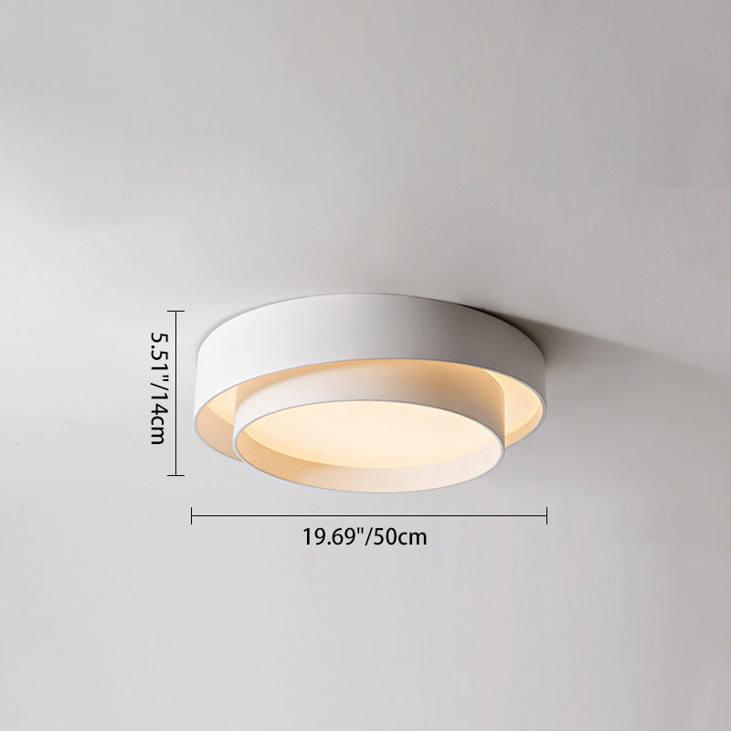 Zeitgenössische nordische konzentrische Kreis-Eisen-Acryl-LED-Unterputz-Deckenleuchte für Schlafzimmer 