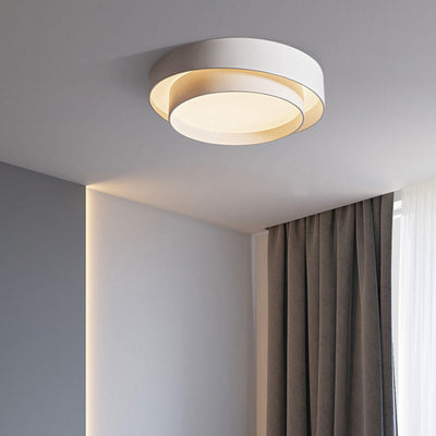 Zeitgenössische nordische konzentrische Kreis-Eisen-Acryl-LED-Unterputz-Deckenleuchte für Schlafzimmer 