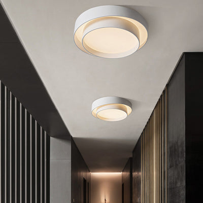 Zeitgenössische nordische konzentrische Kreis-Eisen-Acryl-LED-Unterputz-Deckenleuchte für Schlafzimmer 