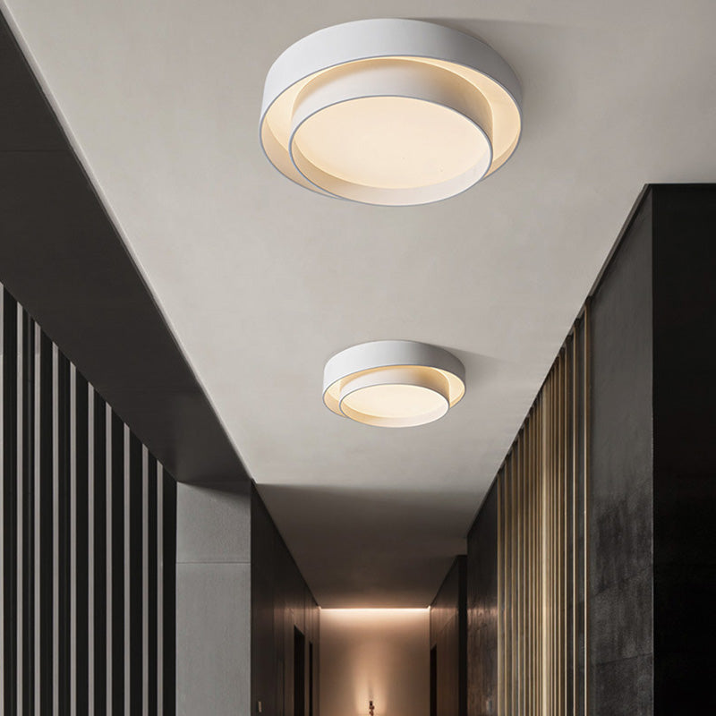 Zeitgenössische nordische konzentrische Kreis-Eisen-Acryl-LED-Unterputz-Deckenleuchte für Schlafzimmer 
