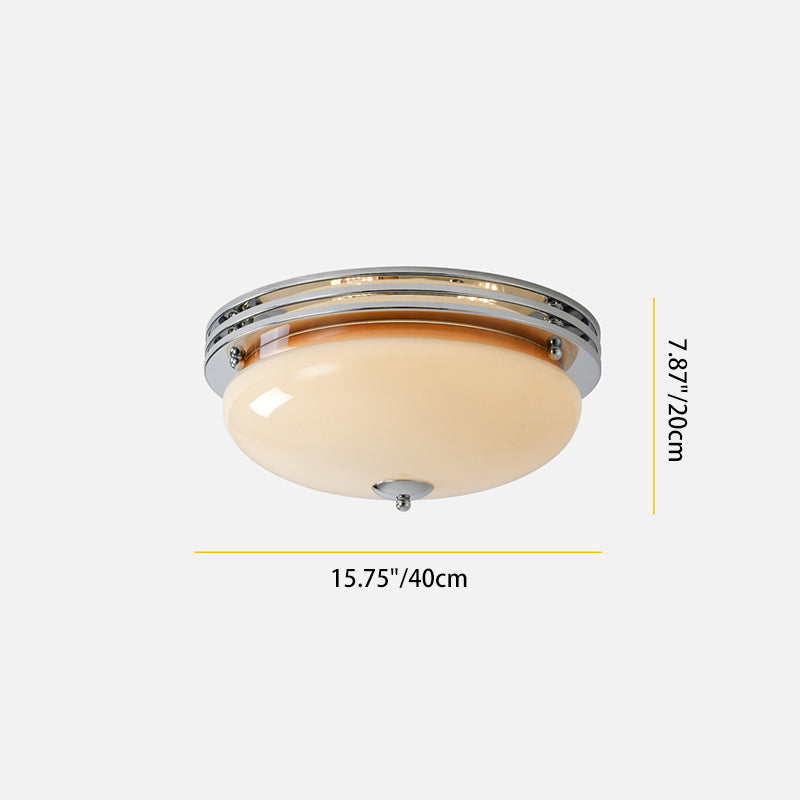 Lumière de plafond LED encastrée en verre avec matériel rond vintage traditionnel pour salon 
