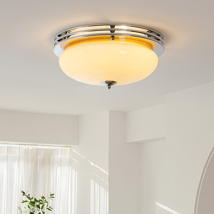 Lumière de plafond LED encastrée en verre avec matériel rond vintage traditionnel pour salon 