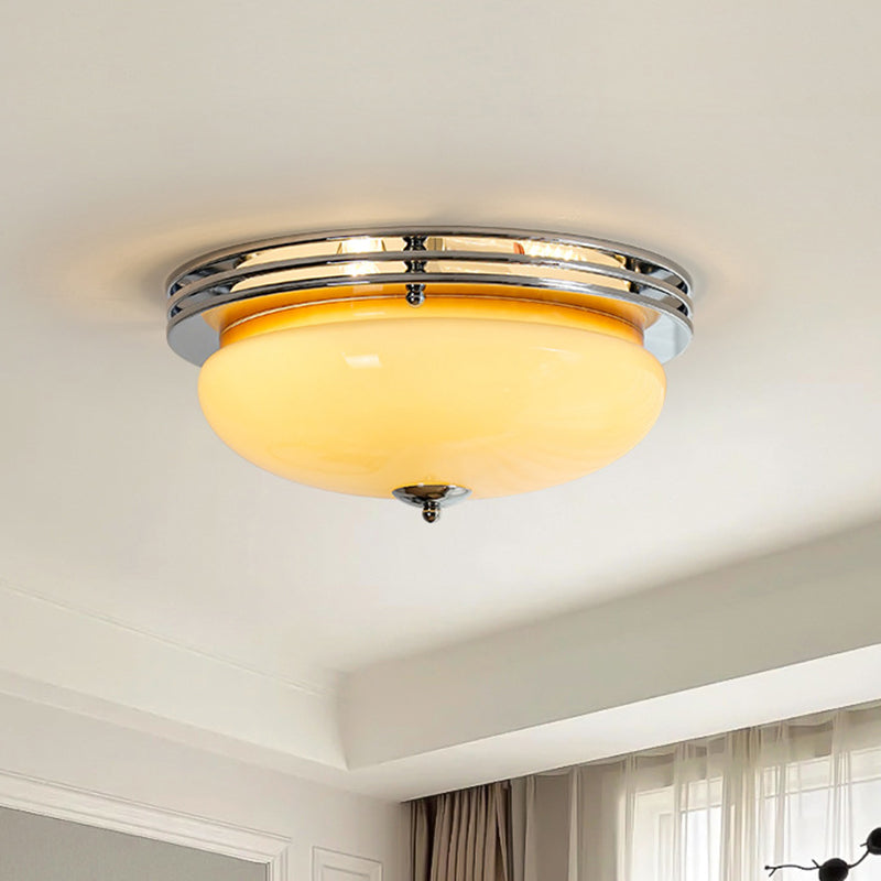 Lumière de plafond LED encastrée en verre avec matériel rond vintage traditionnel pour salon 