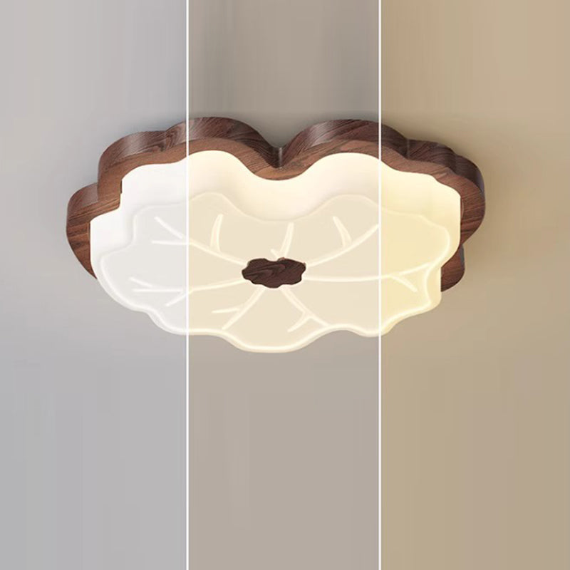 Contemporáneo Creativo Hoja de Loto de Madera PE LED Montaje Empotrado Luz de Techo Para Dormitorio 