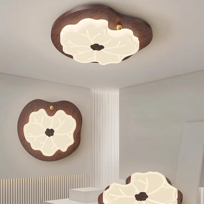 Contemporáneo Creativo Hoja de Loto de Madera PE LED Montaje Empotrado Luz de Techo Para Dormitorio 