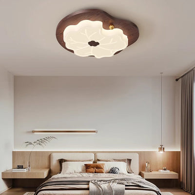 Contemporáneo Creativo Hoja de Loto de Madera PE LED Montaje Empotrado Luz de Techo Para Dormitorio 
