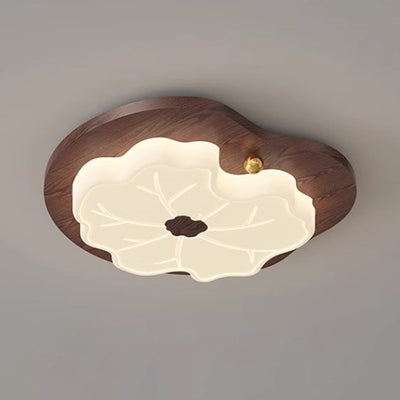 Contemporáneo Creativo Hoja de Loto de Madera PE LED Montaje Empotrado Luz de Techo Para Dormitorio 