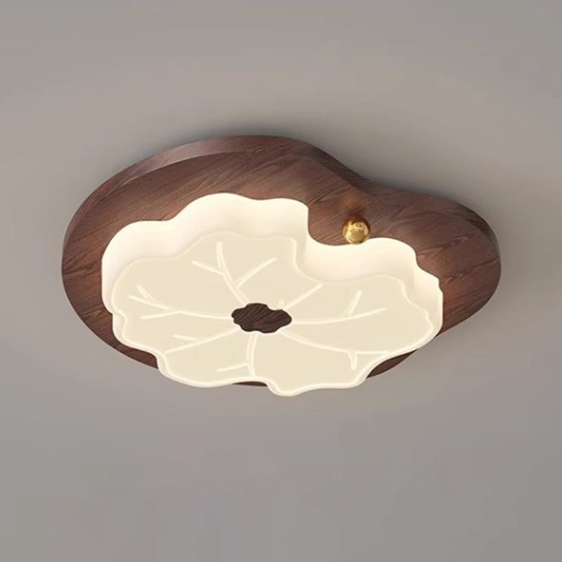 Contemporáneo Creativo Hoja de Loto de Madera PE LED Montaje Empotrado Luz de Techo Para Dormitorio 