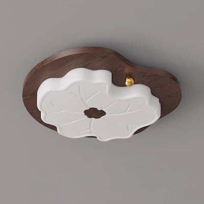Contemporáneo Creativo Hoja de Loto de Madera PE LED Montaje Empotrado Luz de Techo Para Dormitorio 