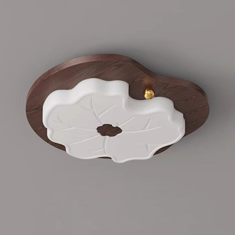 Contemporáneo Creativo Hoja de Loto de Madera PE LED Montaje Empotrado Luz de Techo Para Dormitorio 