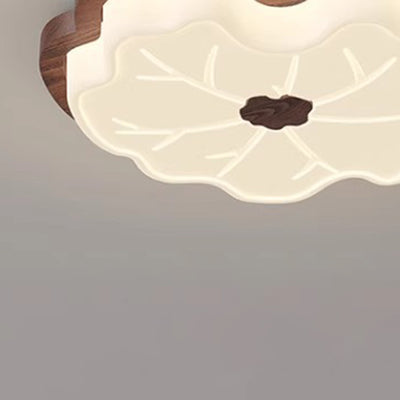Contemporáneo Creativo Hoja de Loto de Madera PE LED Montaje Empotrado Luz de Techo Para Dormitorio 