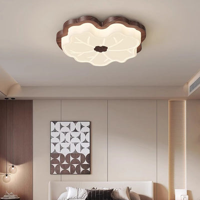 Contemporáneo Creativo Hoja de Loto de Madera PE LED Montaje Empotrado Luz de Techo Para Dormitorio 