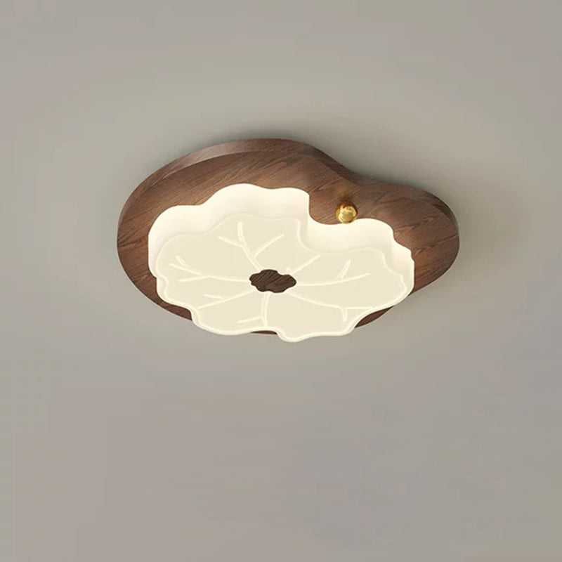 Contemporáneo Creativo Hoja de Loto de Madera PE LED Montaje Empotrado Luz de Techo Para Dormitorio 