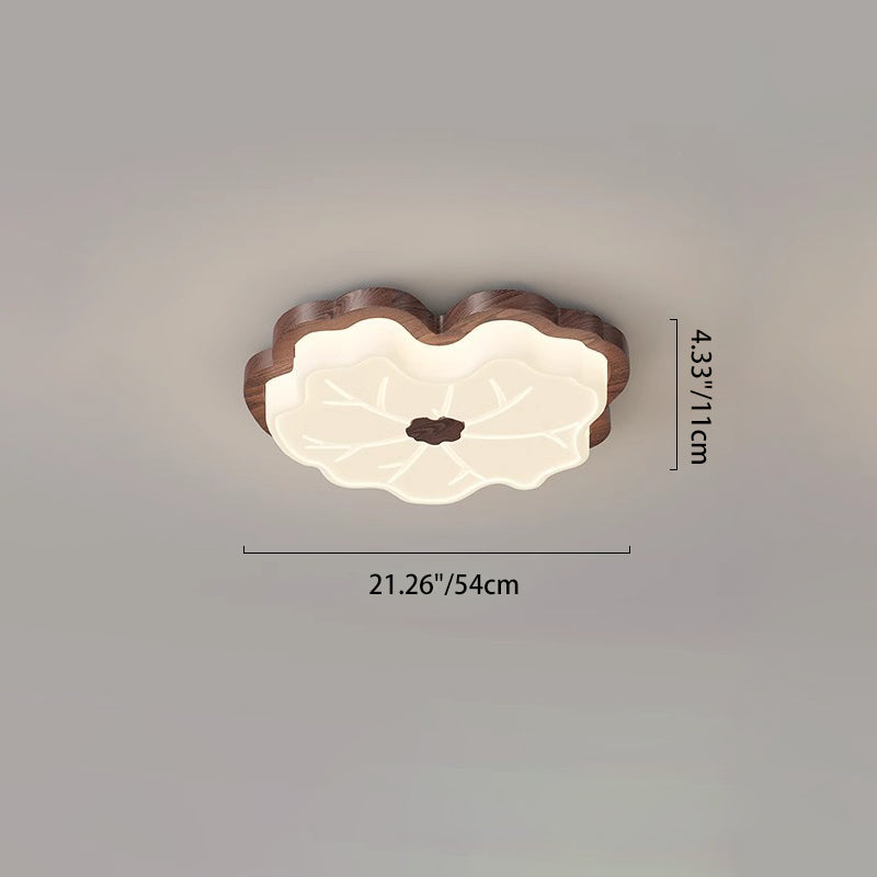 Contemporáneo Creativo Hoja de Loto de Madera PE LED Montaje Empotrado Luz de Techo Para Dormitorio 