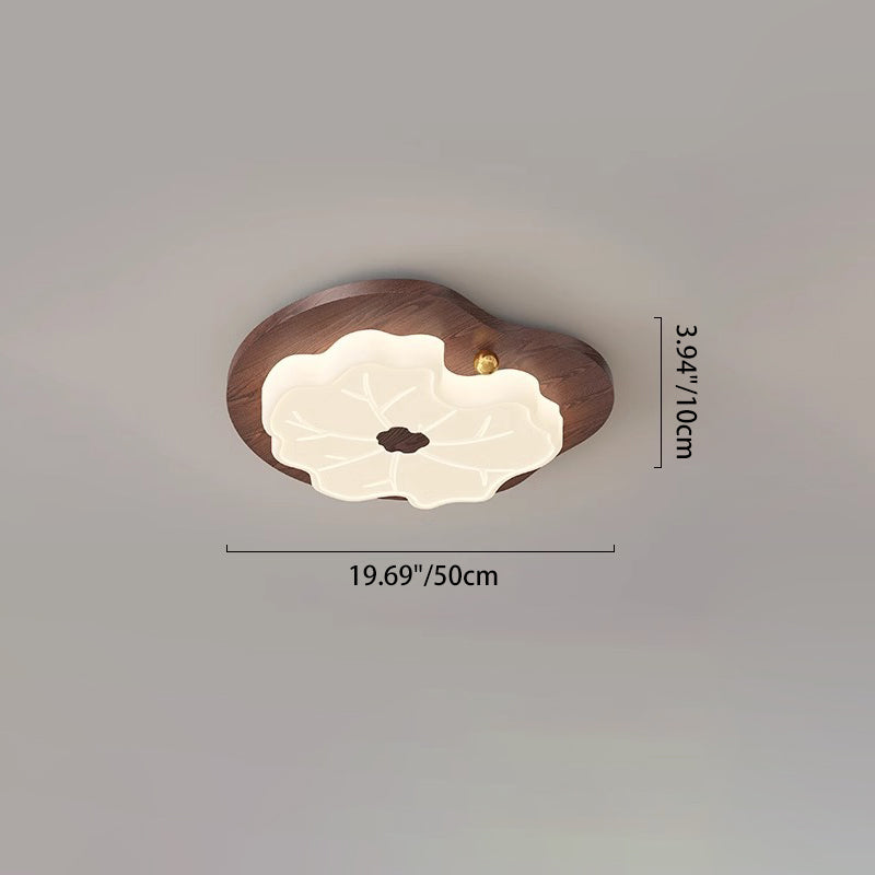 Contemporáneo Creativo Hoja de Loto de Madera PE LED Montaje Empotrado Luz de Techo Para Dormitorio 
