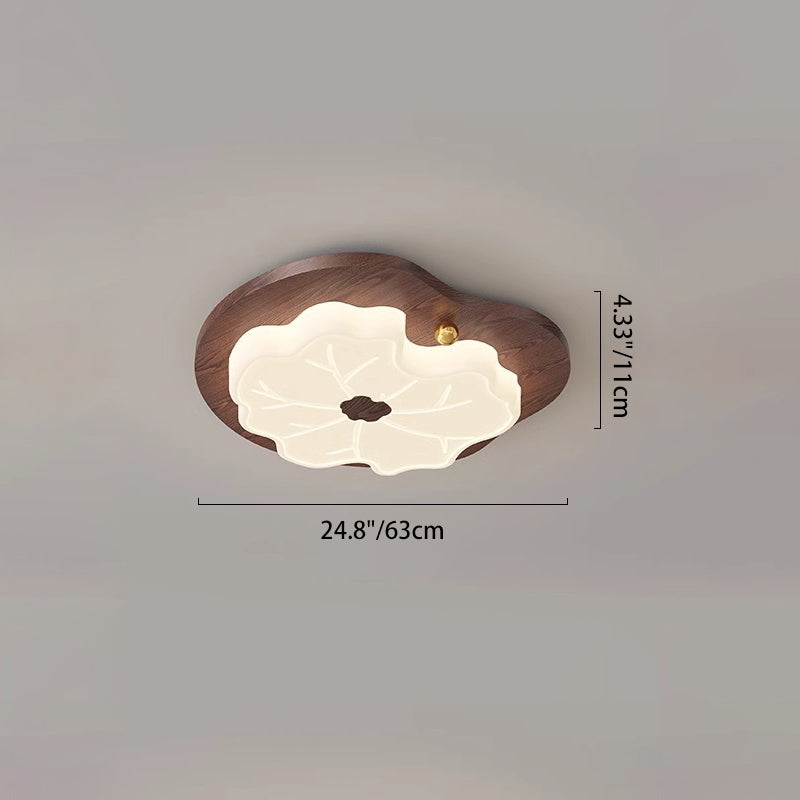 Contemporáneo Creativo Hoja de Loto de Madera PE LED Montaje Empotrado Luz de Techo Para Dormitorio 