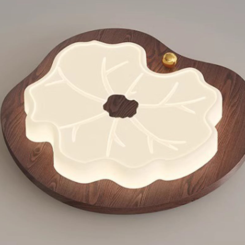 Contemporáneo Creativo Hoja de Loto de Madera PE LED Montaje Empotrado Luz de Techo Para Dormitorio 