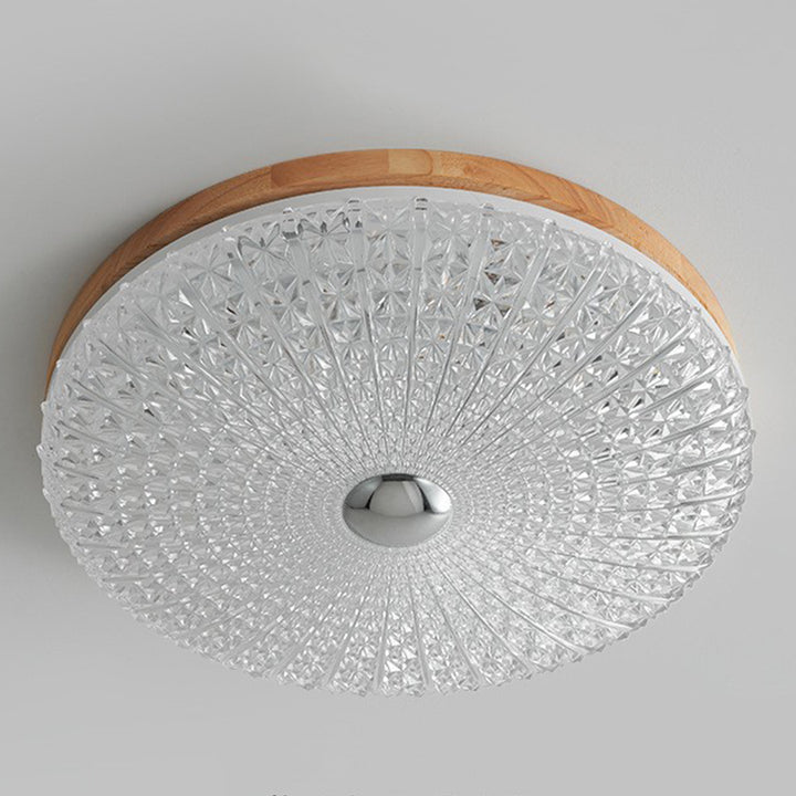 Luz de techo empotrada LED acrílica con hardware de madera a cuadros redondos retro contemporáneos para sala de estar 