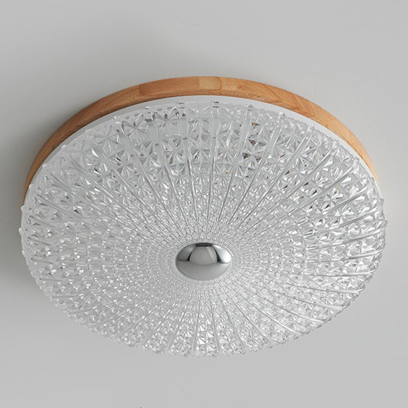 Plafonnier LED en acrylique avec matériel en bois à carreaux ronds rétro contemporain pour salon 