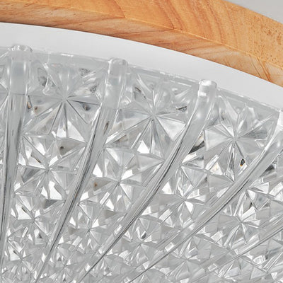 Plafonnier LED en acrylique avec matériel en bois à carreaux ronds rétro contemporain pour salon 