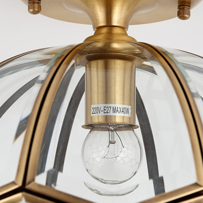 Lustre semi-encastré contemporain en verre de cuivre quadrilatéral polygonal de luxe 1 lumière pour salon 
