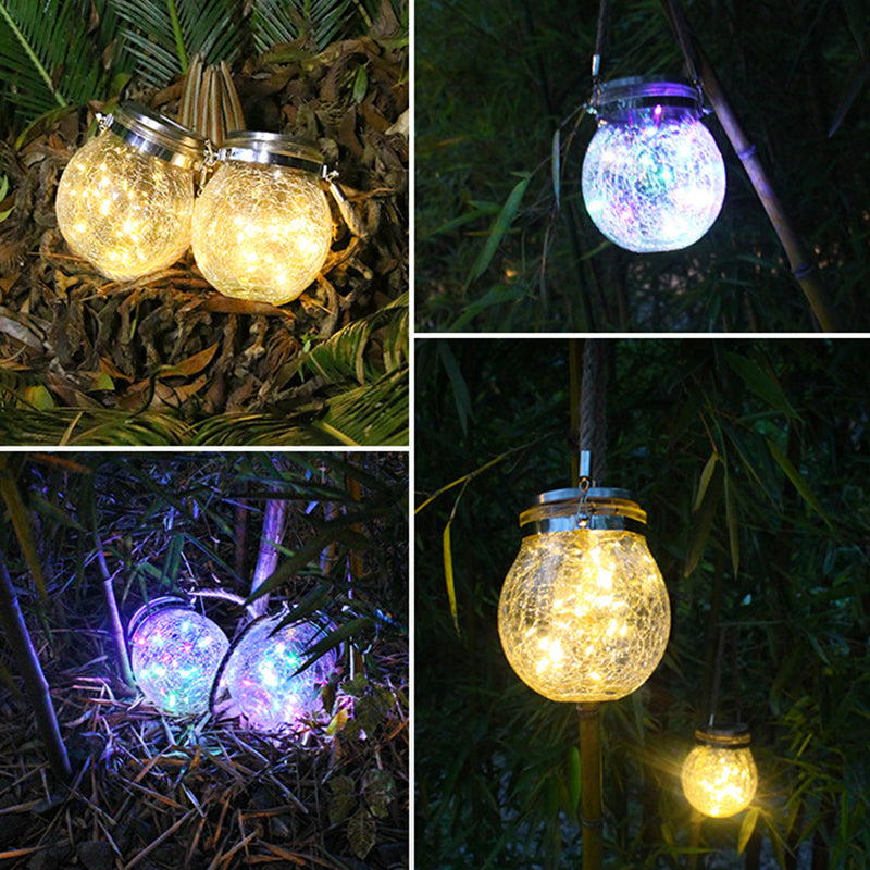 Modern Art Deco Solar Orb Stainless Steel Glass LED Outdoor Light For Garden