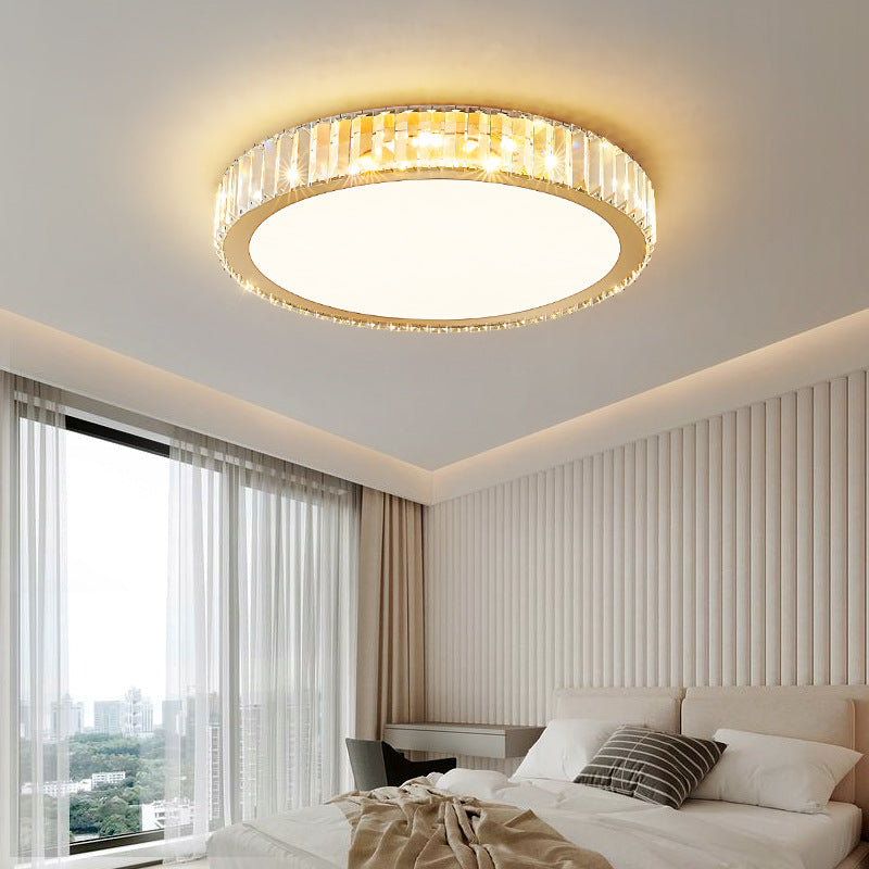 Moderne Luxus Runde Kristall Edelstahl LED Unterputz Deckenleuchte Für Schlafzimmer 