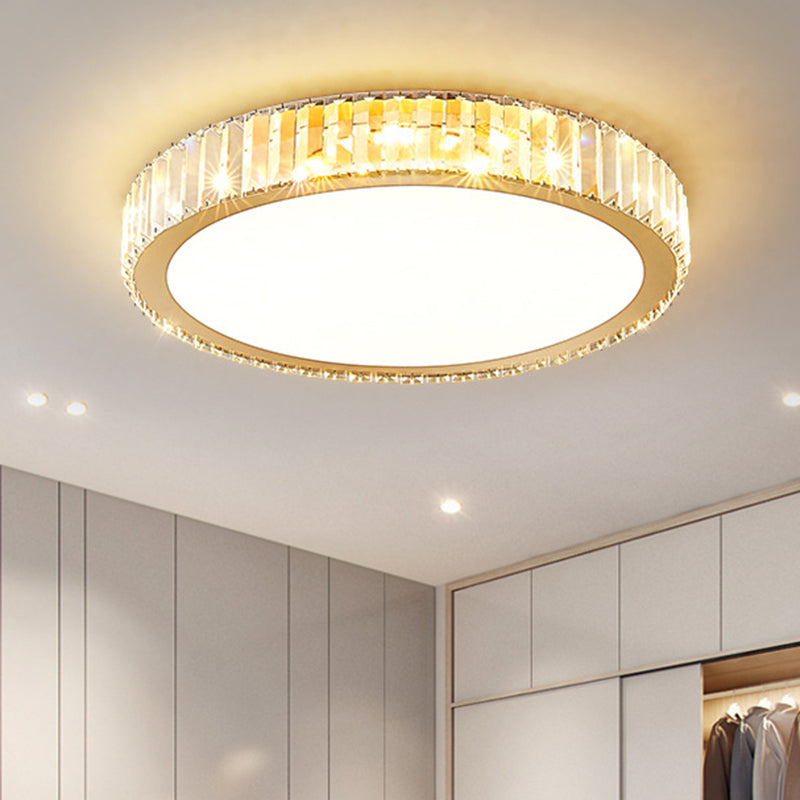 Moderne Luxus Runde Kristall Edelstahl LED Unterputz Deckenleuchte Für Schlafzimmer 