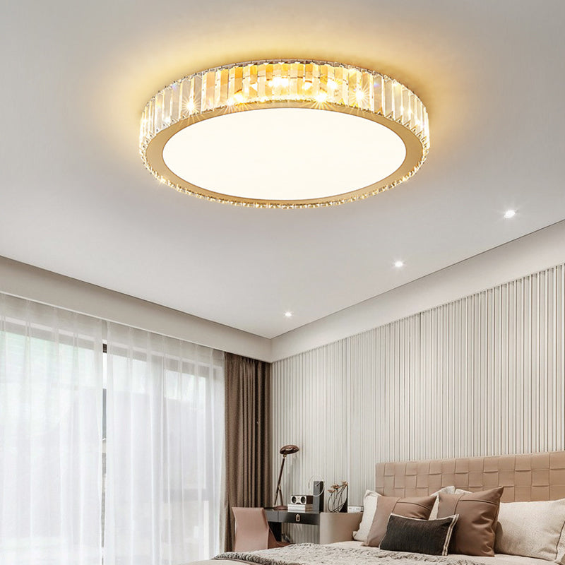 Moderne Luxus Runde Kristall Edelstahl LED Unterputz Deckenleuchte Für Schlafzimmer 