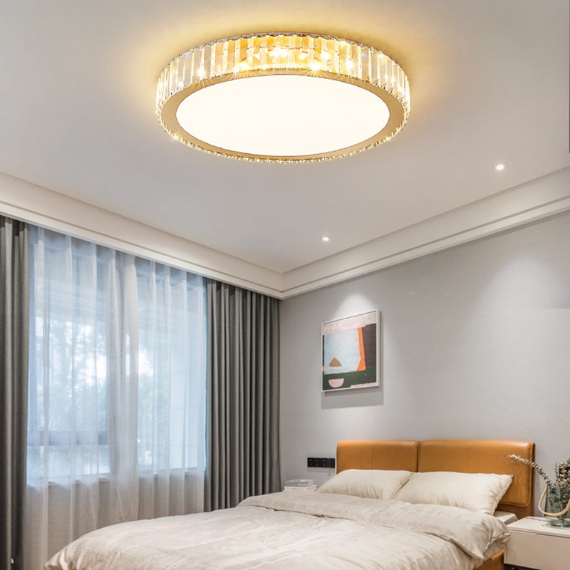 Moderne Luxus Runde Kristall Edelstahl LED Unterputz Deckenleuchte Für Schlafzimmer 