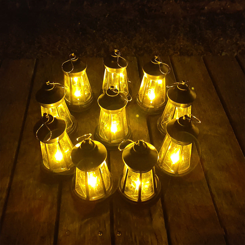 Modern Minimalist Solar Portable Round Tower Iron LED Outdoor Light For Garden