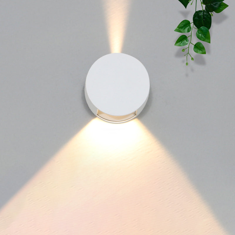 مصباح حائط LED زجاجي دائري من الألومنيوم بتصميم بسيط حديث للفناء الخارجي 