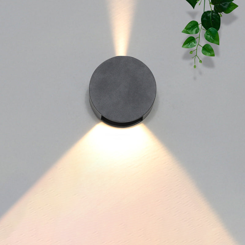 مصباح حائط LED زجاجي دائري من الألومنيوم بتصميم بسيط حديث للفناء الخارجي 